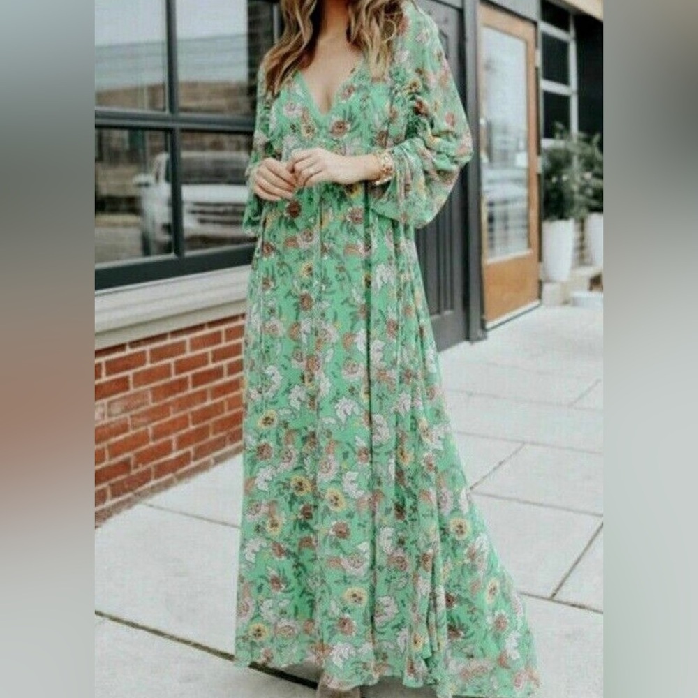 Free People Earthfolk Floral Maxi Dress in Green Combo - Picture 3 of 16